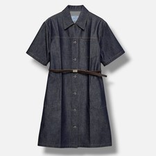 Prada Milano Women's Blue Belted Denim Dress Size 46