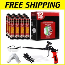 Durable Waterproof Foam Sealant - 12 Cans of 25.4oz Insulation with Accessories
