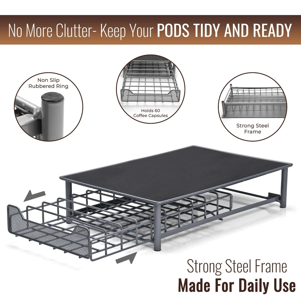 60 POD TASSIMO COFFEE CAPSULE RACK HOLDER DISPENSER STAND DRAWER STORAGE - Image 2 of 4