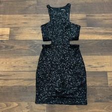EXPRESS Black Sequin Cut Out Mini Dress Women’s Size 2 Lined - Elegant - Party