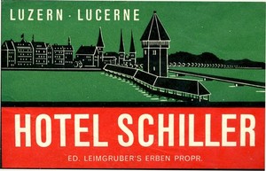 NEW vintage luggage label from Hotel Schiller, Lucerne