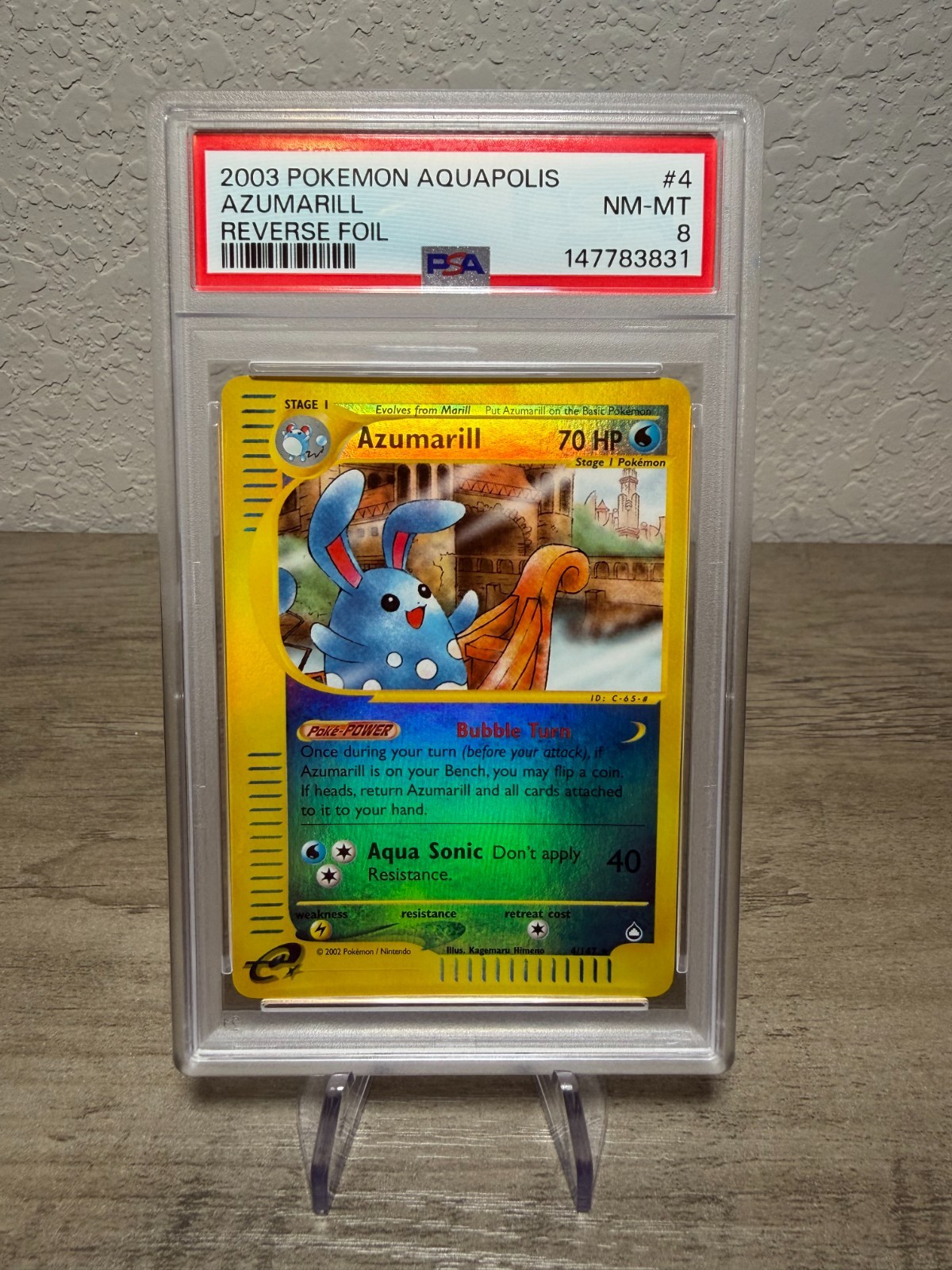 Azumarill 4/147 Aquapolis Reverse Holo NM-MT PSA 8 Low Pop!