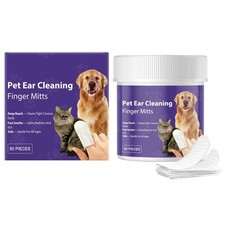 100pcs Pet Ear Cleaner Wipes, Finger Wipes for Dogs Cats Ear Cleaning