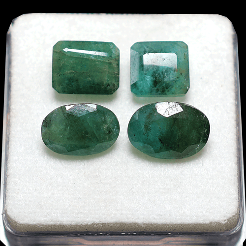 Lote de 4 piedras preciosas de corte facetado de lujo rústico ~ esmeralda natural de Zambia de 8 mm-11 mm - Imagen 5 de 10