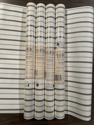 5 Rolls York Striped Wallpaper 4 Unopened 1 Opened READ 2nd Description IR2895