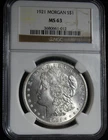 New Listing1921 Morgan Silver Dollar  - NGC MS 63