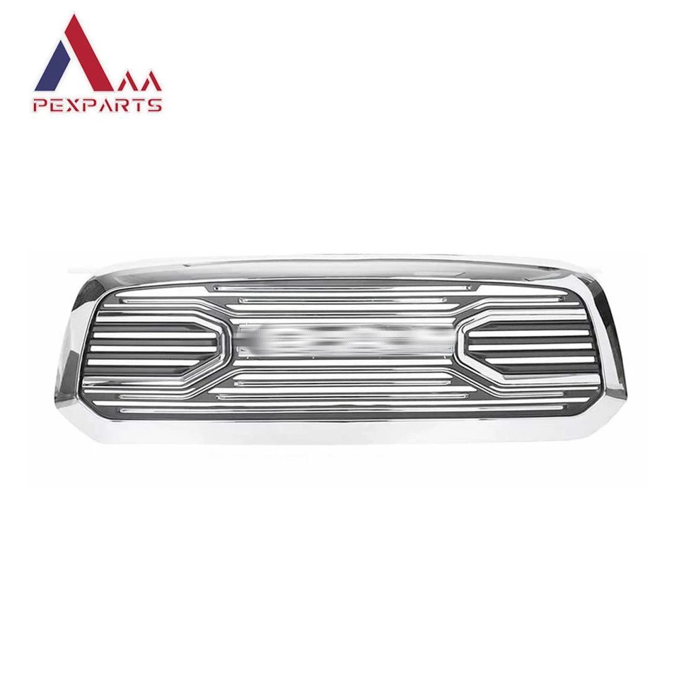 Front Bumper Grille Chrome Grill w/ letters For 2013-2017 2018 Dodge RAM 1500 Foto 3 de 4
