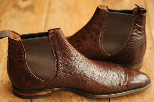 Joseph Cheaney Crocodile Leather Chelsea Brogue Boots Shoes Mens UK 8.5 F US 9.5 - Picture 6 of 12
