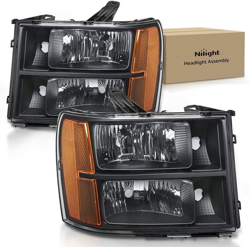 Replacement Headlights For 2007-2013 GMC Sierra - High/Low Beam With Bulbs Included