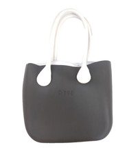 Borsa donna O BAG tracolla grigia e bianca gomma inserto tela rimovibile