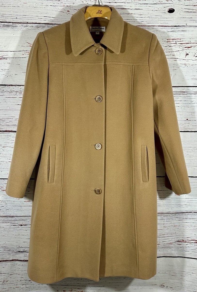Jonathan Michael Wool Cashmere Coat Jacket Size 14 Taupe