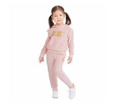 Juicy Couture Kids' 2-piece Velour pink Set Hoodie Jogger Pants 5,6,7