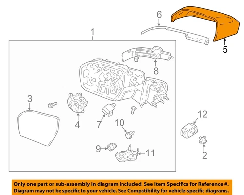 FORD OEM 18-23 Navigator Front Door Outside Mirrors-Mirror Cover JL7Z17D742AA
