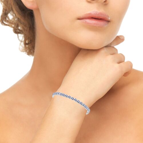 Sterlingsilber poliert Tansanit ""S"" Design Bar klassisches Tennisarmband - Bild 5 von 6