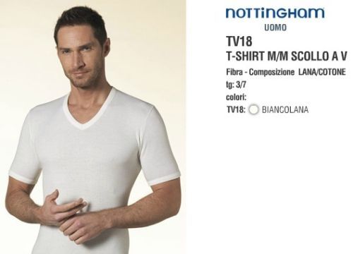 3 PEZZI NOTTINGHAM T-SHIRT TV18 UOMO BIANCOLANA M/M SCOLL V LANA/COTONE TG VARIE - Foto 1 di 1