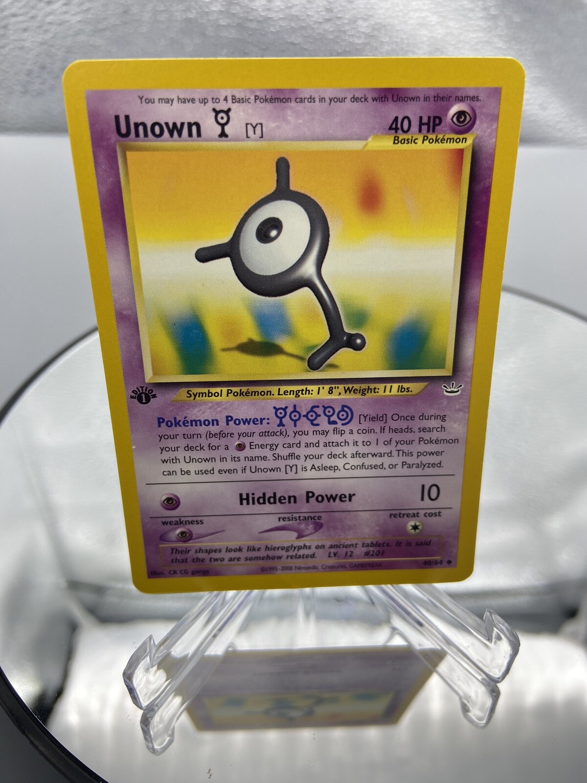 Unown Y 1st Edition Uncommon Neo Revelation 40/64 2002 WotC Vintage