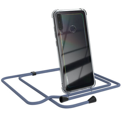 Für Huawei P40 Lite E Handyhülle zum Umhängen Kordel Case Tasche TPU Kette Blau