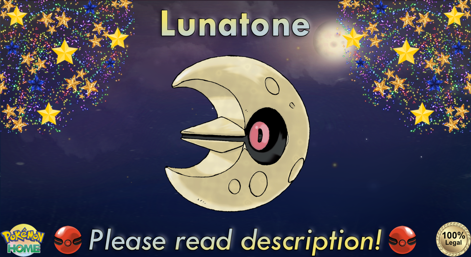 Lunatone Sakuji's Mystery Files Pokémon EVENT 6IV Sw/Sh BD/SP HOME (💯 ...