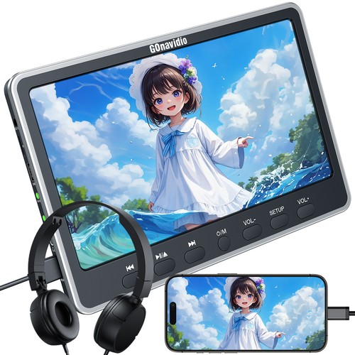 12" IPS Screen Car Headrest DVD Player for Kids Sync Screen USB HDMI w/Headset - Picture 5 of 12
