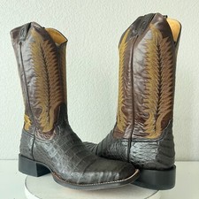 NEW Rod Patrick Mens Cowboy Boots 13.5B Brown Caiman Leather Western Square Toe