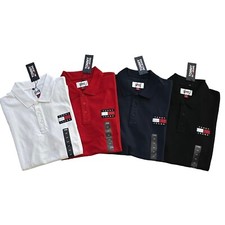 NWT Tommy Hilfiger Men's Regular Fit Badge Logo Solid All Cotton Mesh Polo Shirt