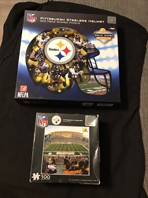 Set Of 2 NFL Pittsburgh Steelers Football Helmet 500 Pc & Heinz Field 100 Piece