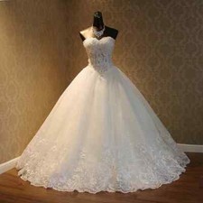 Lace Ball Wedding Dresses Boho Beaded Corset Sweetheart Plus Size Bridal Gowns  