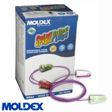 Moldex 6654 SparkPlugs 33dB Disposable Foam Corded Ear Plugs (Pick Total Pairs)