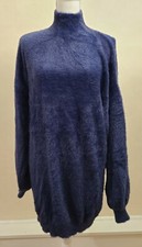 Forever 21 Blue Sweatshirt Dress Fleece Mock Turtleneck Large L Lg 
