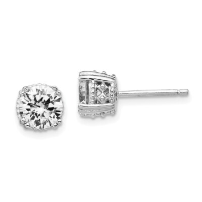 6.5mm Cheryl M Sterling Silver Round Brilliant-cut 6.5mm CZ Post