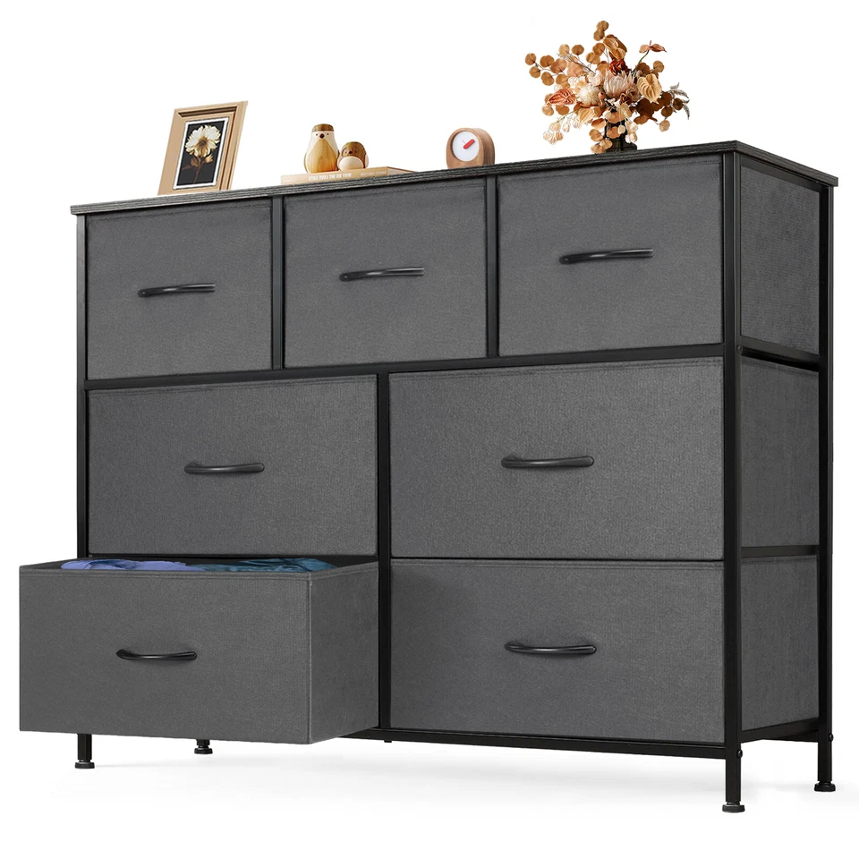 Dressers for Bedroom Storage 7-Fabric Drawers Dresser Tower Organizer TV Stand - Image 3 of 4