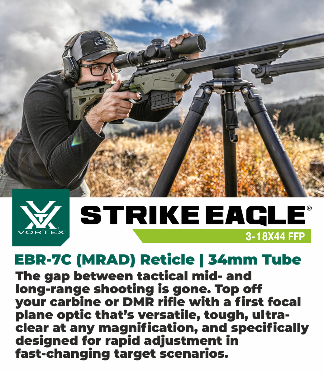 Vortex Optics Strike Eagle 3-18x44 FFP EBR-7C MRAD Riflescope w