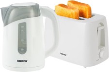 Geepas 650W 2 Slice Bread Toaster & 2200W Illuminating Electric Kettle Combo WHT