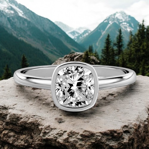 1 Ct Lab Created Cushion Diamond IGI Certified Engagement Ring 14K White Gold