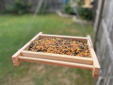 Handmade, hanging bird feeder tray, made of cedar