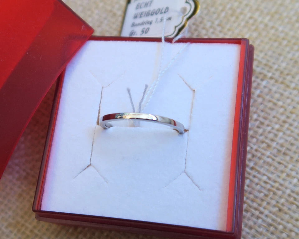 ECHT WEIßGOLD *** Dünner Ring Bandring Vorsteckring Beisteckring / Gr. 48, 54 - Bild 3 von 4