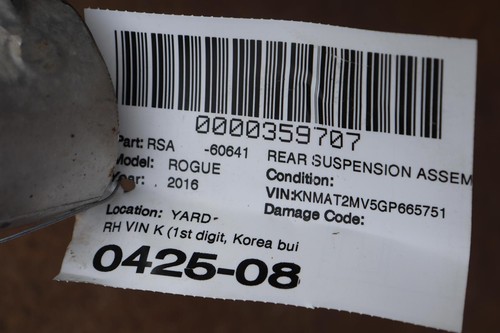 2015-200 NISSAN ROGUE AWD REAR RIGHT SPINCLE KNUCKLE HUB W/ CONTROL ARMS OEM - Picture 11 of 11