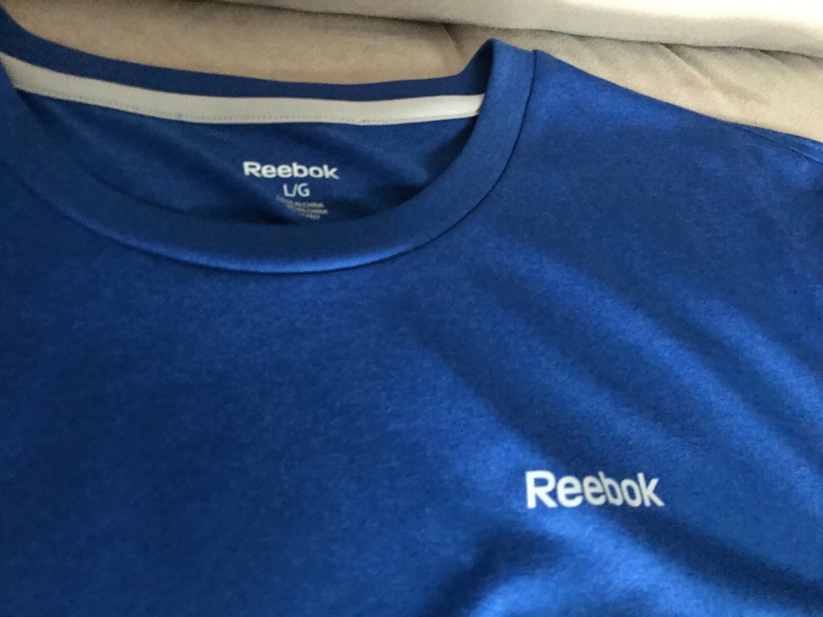 Reebok Men's Training Active Wear Blue Polyester T Shirt Large