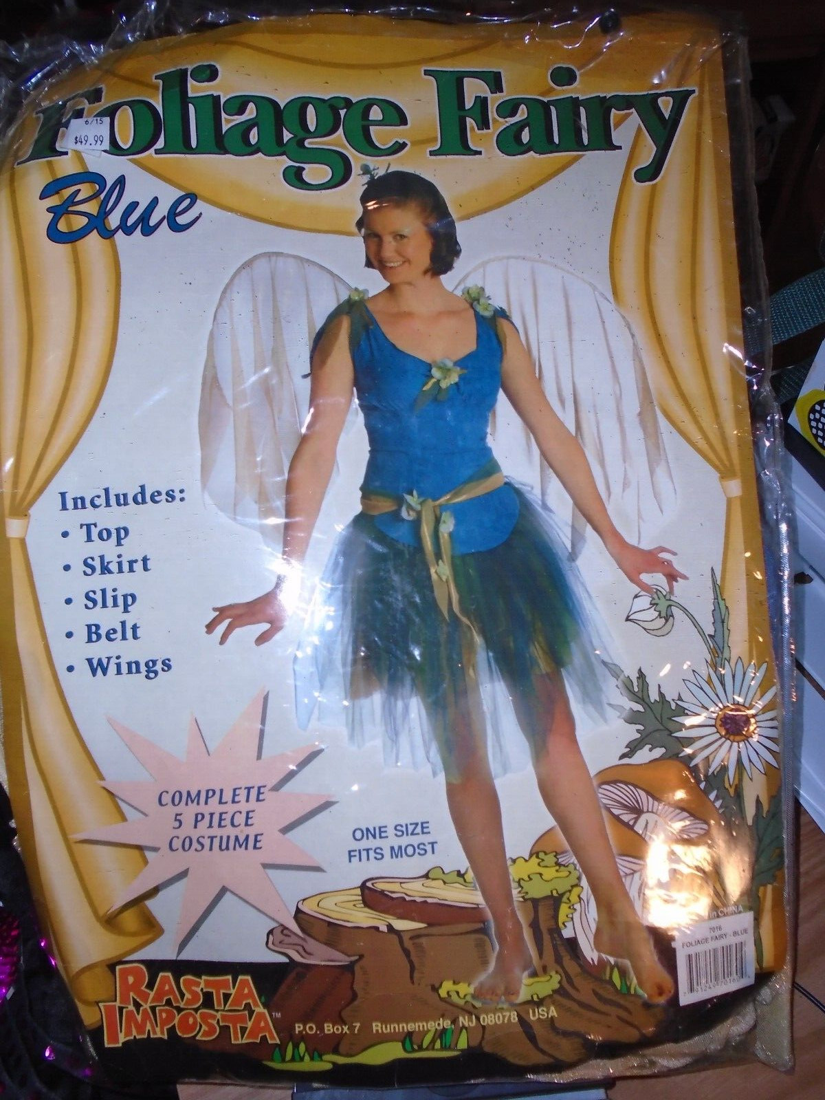 DISFRAZ HALLOWEEN HADA AZUL NIEBLA PLATEADA NINFA BOSQUE 5 PIEZAS Mujer Talla Única De Colección Nuevo de Lote Antiguo
