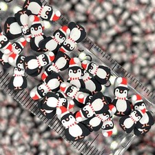 FAKE 5MM Penguin with Santa Hat Polymer Clay Sprinkle NOT EDIBLE D23-24