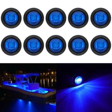 10 X 3/4" Round Marine Boat Yacht Deck LED Starboard Navigation Lights 12V Blue