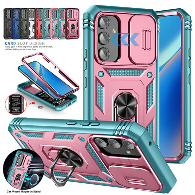 For Samsung A54A53A52A51A42 A33A32A14A13A12 Card Ring Slide Lens Shockproof Case
