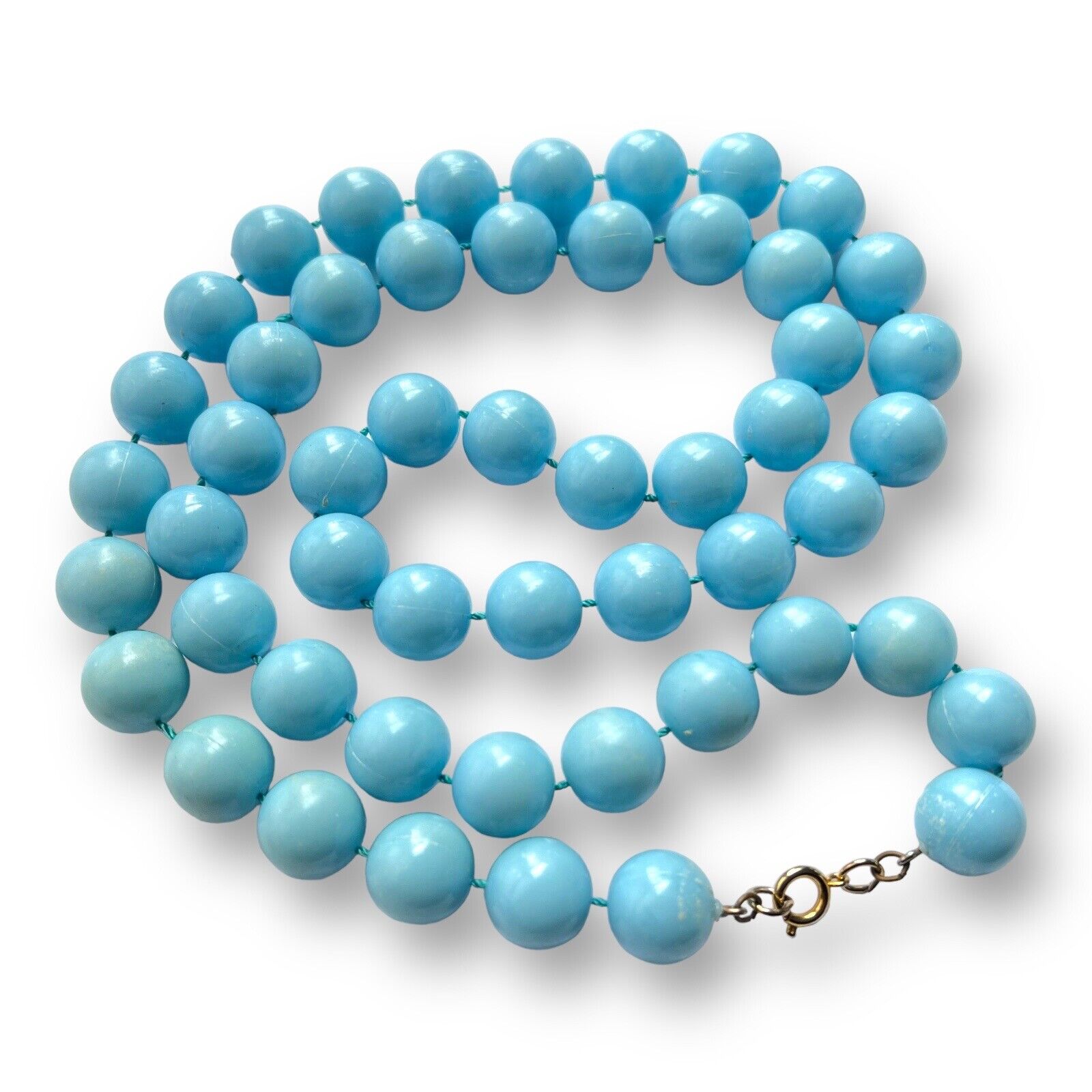 Vintage Baby Blue Gum Ball Beaded Necklace - Chun… - image 4