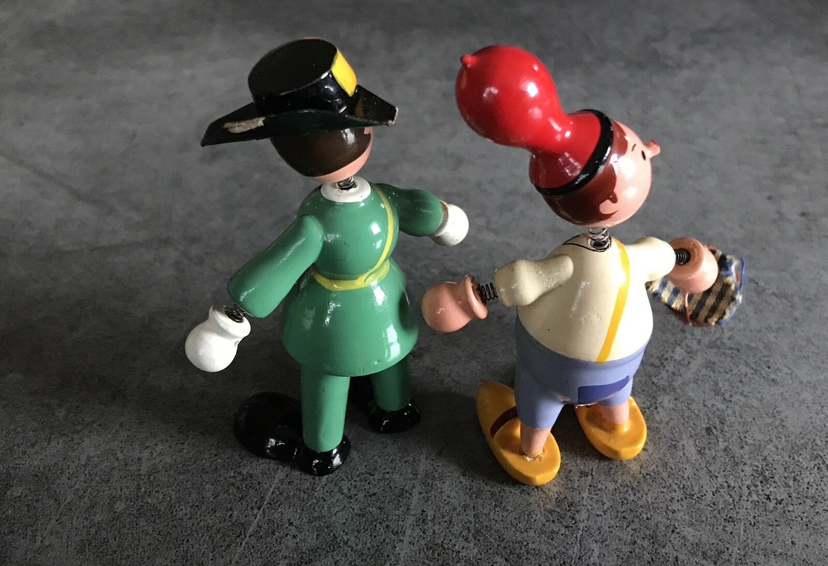 JOUET GOULA Figurine Éléphant Vintage En BOIS Peint Ressort Toy SPAIN