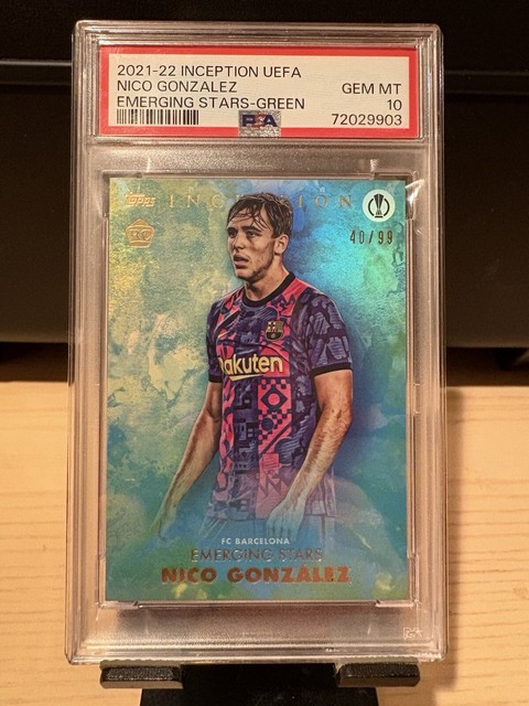 21-22 Topps Inception UCL Nico Gonzalez Green /99 RC PSA 10