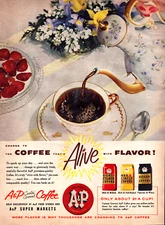 Eight O'Clock Coffee A & P Store Table Scape Breakfast Vintage Print Ad 1957