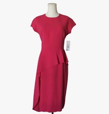 Rickie Freeman Teri Jon NWT Fuchsia Sz 2 Crew Neck Peplum Sheath Dress