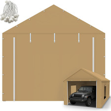 10X20Ft Carport Canopy Front/Back Panel Entrance Door Tarp with Zippers, Waterpr