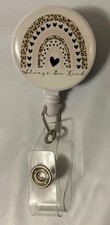 Nurse Life Always Be Kind Badge/ID Holder With Clip, Animal Print Hearts CNA