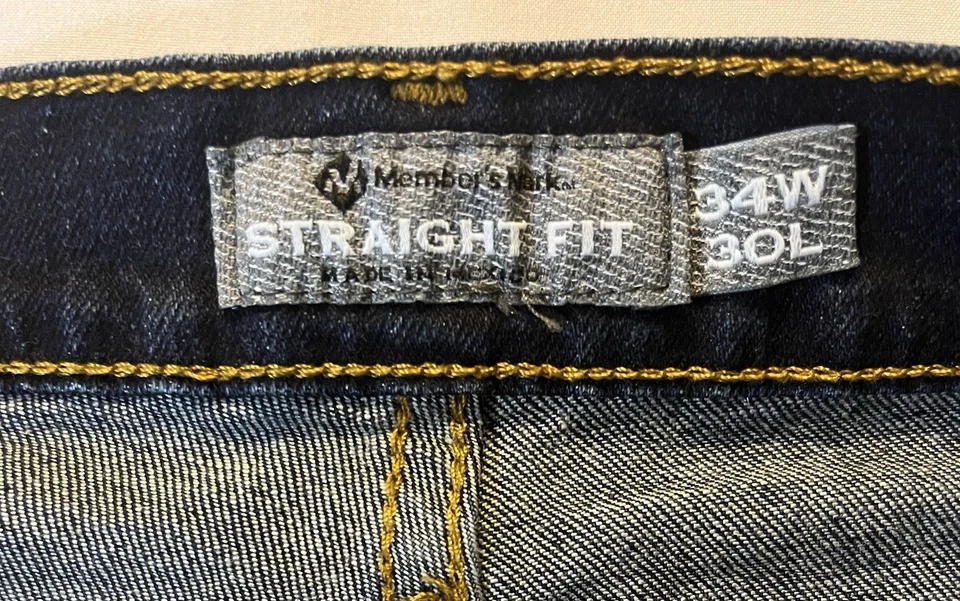 Member’s Mark Men’s Straight Fit Jeans 34x30 Dark Wash Stretch Denim YKK Zip - Image 4 of 4